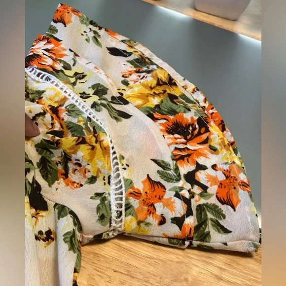 Umgee Rehab USA Floral Short Ruffle Sleeves Button Closure Dress SZ XL - Picture 4 of 11